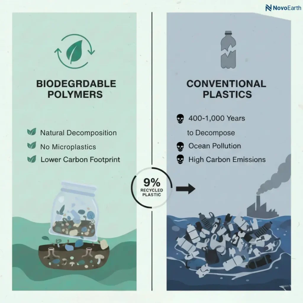 Difference between biodegradable polymers and conventional plastics