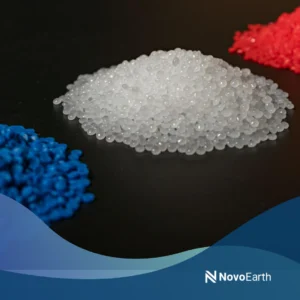 Biodegradable polymer pellets representing compostable polymer materials used in sustainable plastic manufacturing.